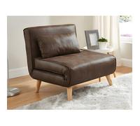 Fauteuil convertible POSIO en microfibre vieillie - Marron