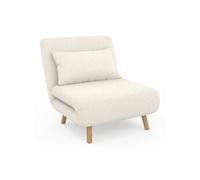 IDMarket - Fauteuil convertible Romeo - Lit d'appoint 1 place 80x190 cm - Bouclette Blanc
