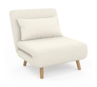 IDMARKET Fauteuil convertible ROMEO lit d'appoint 1 place 80x190 cm bouclette blanc