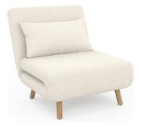 IDMarket - Fauteuil convertible Romeo - Lit d'appoint 1 place 80x190 cm - Bouclette Blanc