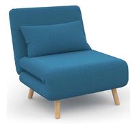 Fauteuil convertible ROMEO lit d'appoint 1 place 80x190 cm tissu bleu canard