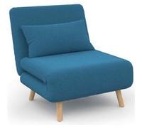 Idmarket Fauteuil Convertible Romeo Lit D'appoint 1 Place 80x190 Cm Tissu Bleu Canard Bleu