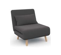 Fauteuil Convertible Romeo Lit D'appoint 1 Place 80x190 Cm Tissu Gris Anthracite Gris