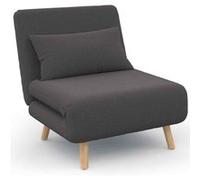 IDMarket – Fauteuil convertible Romeo – Lit d'appoint 1 place 80x190 cm – Tissu gris anthracite