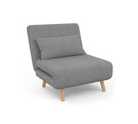 Fauteuil convertible ROMEO lit d'appoint 1 place 80x190 cm tissu gris clair