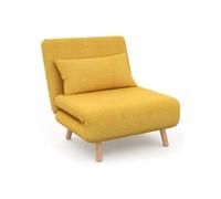 IDMarket Fauteuil convertible ROMEO lit d'appoint 1 place 80x190 cm tissu jaune