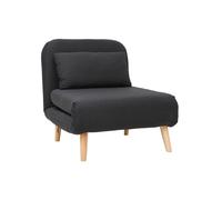 Fauteuil convertible scandinave en tissu gris foncé et bois clair AMIKO
