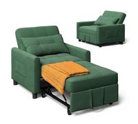 Fauteuil Convertible Vert Menthe - Bealife - Canapé Lit 1 Place - Chaise Longue - Coussin - Réglable - Rangement - Roues - Pliante