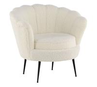 Fauteuil Coquillage Bouclette "Calais" 83cm Blanc