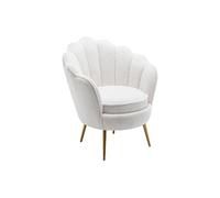 Fauteuil coquillage en tissu bouclette blanc LALEA