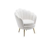 Fauteuil coquillage en tissu bouclette blanc LALEA