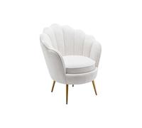 Fauteuil coquillage en tissu bouclette blanc LALEA