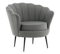 Fauteuil Coquillage en Tissu "Calais" 83cm Gris