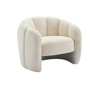 Fauteuil coquillage en tissu chenille beige DELIPO