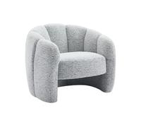 Fauteuil coquillage en tissu chenille gris DELIPO