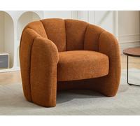Fauteuil coquillage en tissu chenille terracotta DELIPO
