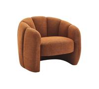 Fauteuil coquillage en tissu chenille terracotta DELIPO