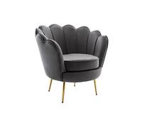 Fauteuil coquillage en velours anthracite DANDELION
