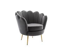 Fauteuil coquillage en velours anthracite DANDELION de