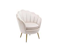 Fauteuil coquillage en velours beige LALEA