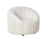 Fauteuil Coquillage en Velours Blanc Cassé Assise Profilée Style Rétro Malung