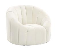 Fauteuil coquillage en velours blanc cassé MALUNG