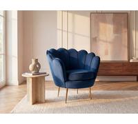 Fauteuil coquillage en velours bleu nuit DANDELION