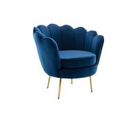 Fauteuil coquillage en velours bleu nuit DANDELION de Pascal Morabito Bleu nuit