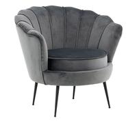 Fauteuil Coquillage en Velours "Calais" 83cm Gris Foncé