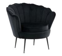 Fauteuil Coquillage en Velours "Calais" 83cm Noir