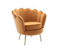 Fauteuil coquillage en velours jaune moutarde DANDELION