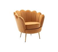 Fauteuil coquillage en velours jaune moutarde DANDELION