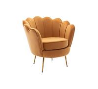 Fauteuil coquillage en velours jaune moutarde DANDELION