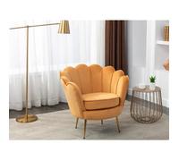 Fauteuil coquillage en velours jaune moutarde DANDELION de