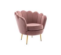 Fauteuil coquillage en velours rose DANDELION de