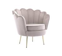 Fauteuil coquillage en velours taupe DANDELION de
