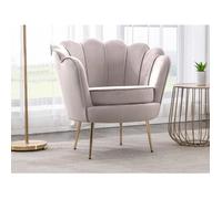 Fauteuil coquillage en velours taupe DANDELION de Pascal Morabito