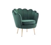 Fauteuil coquillage en velours vert sapin DANDELION