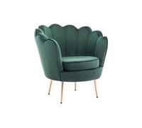 Fauteuil coquillage en velours vert sapin DANDELION de