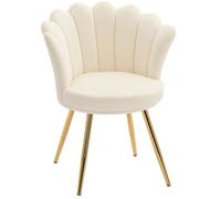 HOMCOM Fauteuil Coquillage Chaise Coiffeuse Fauteuil en Velours avec Pieds en métal doré pour Salon Chambre et Salle à Manger 67l x 64P x 77H cm Beige