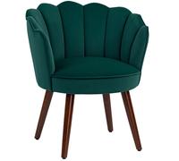 HOMCOM Fauteuil Coquillage Fauteuil de Salon Chambre avec Dossier et Coussin Aspect Velours Pieds en Bois hévéa dim. 66L x 66l x 78,5H cm, Vert
