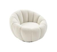 Vente-unique - Fauteuil Coquillage pivotant en Tissu Bouclette Blanc COSSATO