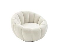 Fauteuil coquillage pivotant en tissu bouclette blanc COSSATO