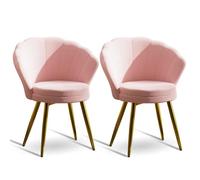Fauteuil coquillage velours rose lot de 2 - VIVOLILV - Chaises Velours pour Coiffeuse, Chambre, Salon