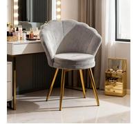 Fauteuil Coquille Velours Gris Pieds,Chaise d’Appoint Moderne Confortable pour Salon Chambre Coiffeuse Décoration Chic Parisien