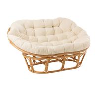 J-Line Canapé 2 places Arni – Coussin rotin naturel et blanc – Naturel