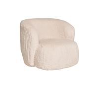 Fauteuil Crapaud Design Tissu Fausse Fourrure Ivoire - DANIEL -