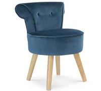 IDMarket – Fauteuil Crapaud – Velours – Bleu