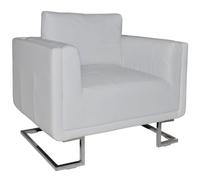 Fauteuil Cube Avec Pieds Chromés Blanc Similicuir Blanc