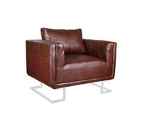 vidaXL Fauteuil cube avec pieds chromés Marron Similicuir